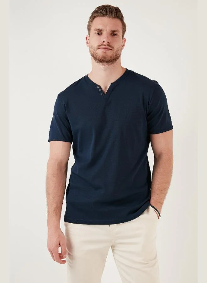 Buratti Buratti Cotton Button Detailed Slim Fit V-Neck 3-Pack T-Shirt Men's T-SHIRT 5902122S3